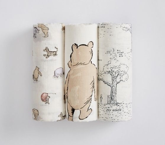 Disney Winnie the Pooh Organic Muslin Swaddle Set | Pottery Barn Kids