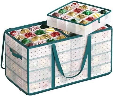 SONGMICS Large Christmas Ornament Storage Box, 3-Inch Balls, 8 Trays, 128 Slots, Forest Green URF... | Amazon (CA)