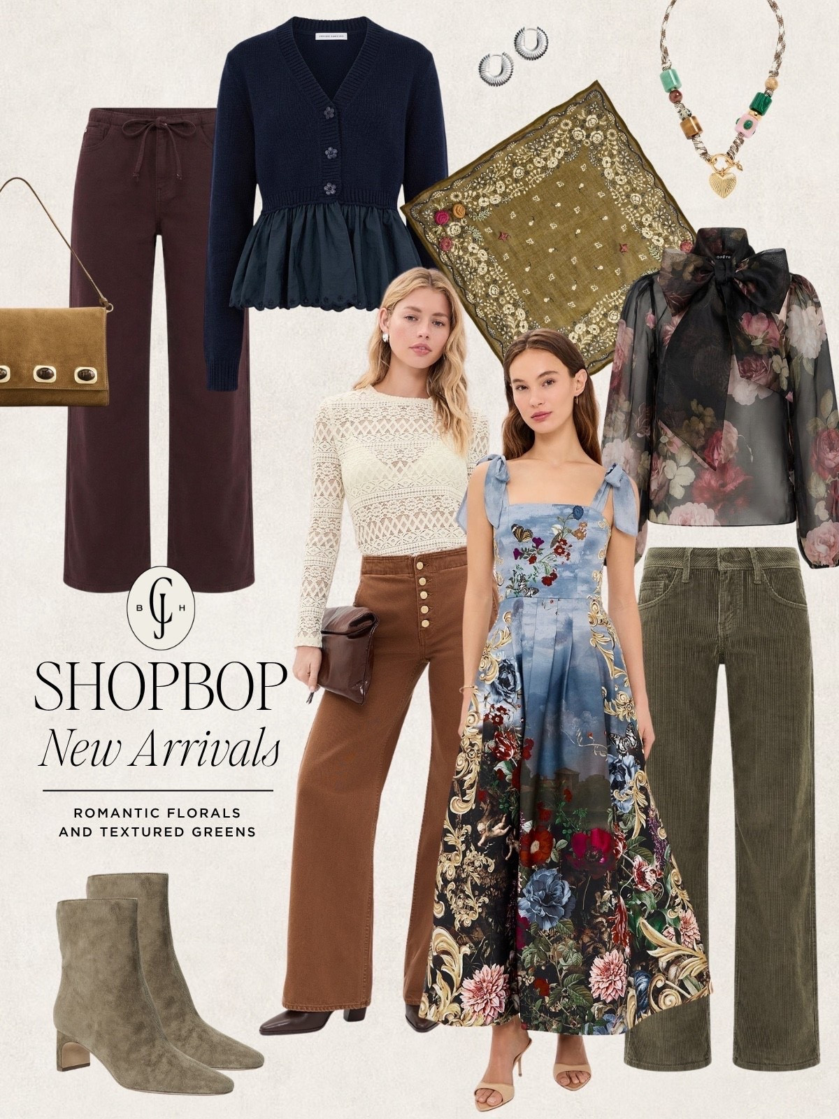 New @Shopbop arrivals full of fun florals and textured greens.
