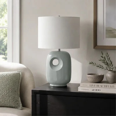 Table Lamp, 26", Ceramic, Ivory/Cream Shade, Contemporary Modern | Wayfair North America