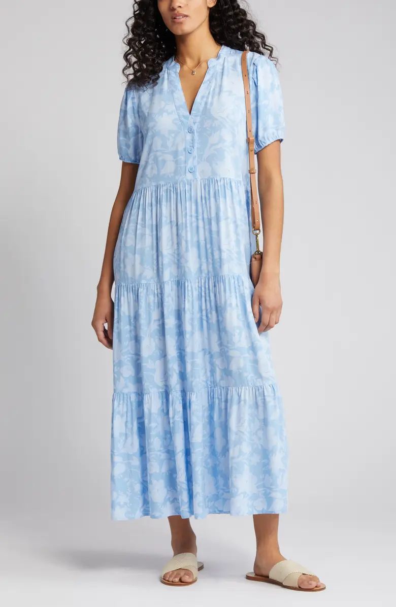 Floral Short Sleeve Tiered Maxi Dress | Nordstrom