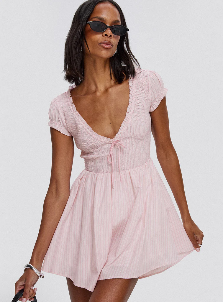 Wescott Stripe Playsuit Pink / White | Princess Polly US