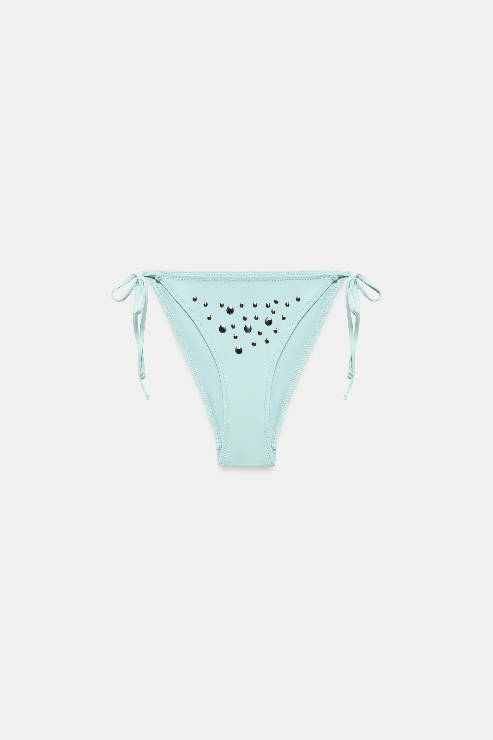 STUDDED TIE-SIDE BIKINI BOTTOMS | Zara US