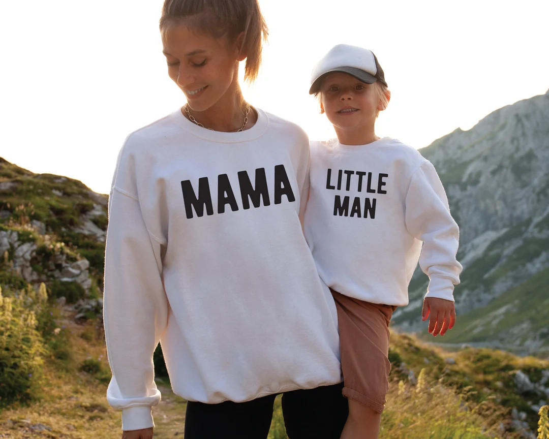 Mama and Little Man Matching Sweatshirts, Mama and Mama's Boy Set, Mommy and Little Man Outfits, ... | Etsy (US)