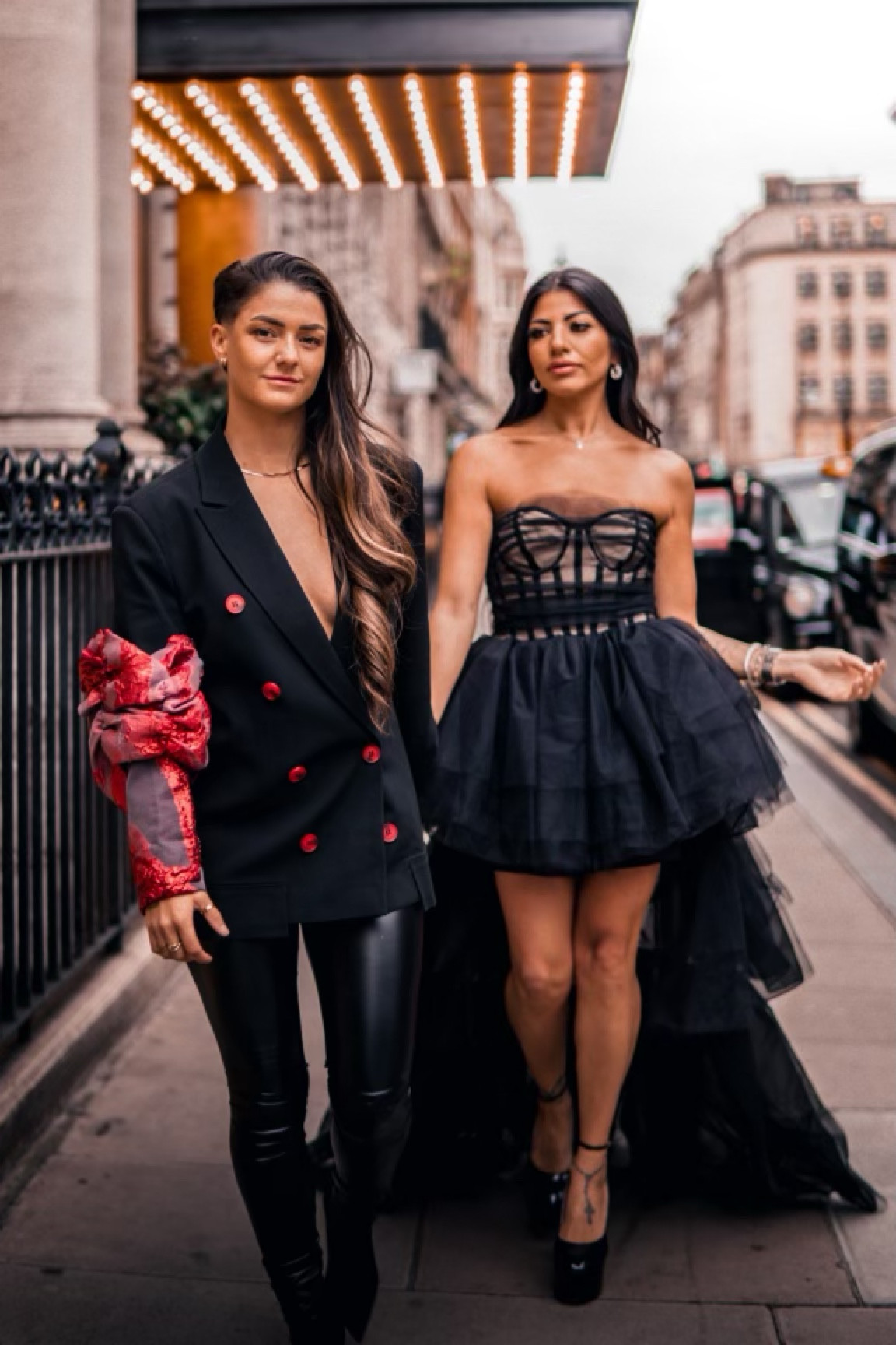 We love dressing up! Here’s what we wore for our red carpet look for the Attitude Awards in London!

These outfits are also perfect for parties, wedding guests, black tie dinners and galas!

DM for Kirstie’s jacket that is an ORTU original but I linked similar styles below. ✨