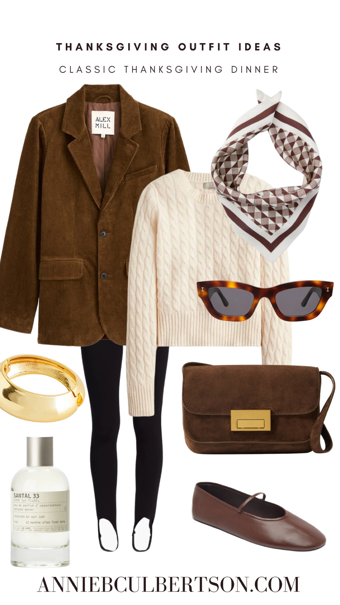 Thanksgiving dinner outfit / corduroy blazer / brown suede bag. / stirrup
Leggings /ballet flats / cable knit sweater / silk scarf 

#LTKCyberWeek #LTKHolidaySale #LTKHoliday