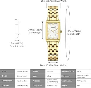 Small Gold Watches for Women with Vintage Rectangular Case, Classic Roman Dial,Stainless Steel Ba... | Amazon (US)
