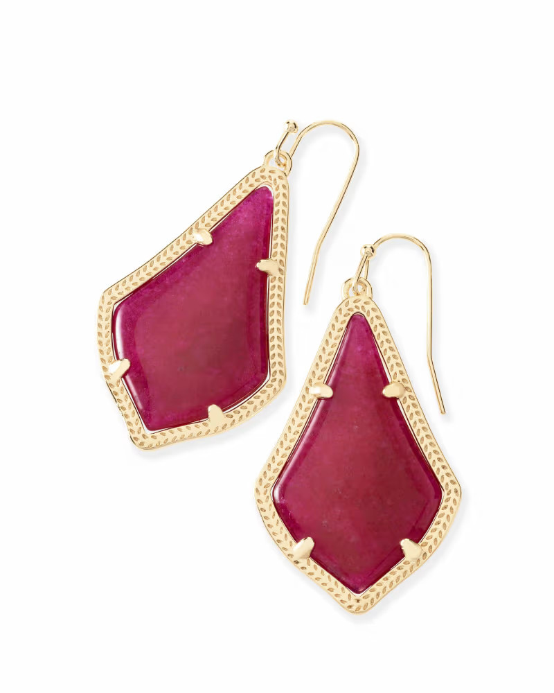 Alex Gold Drop Earrings in Maroon Jade | Kendra Scott