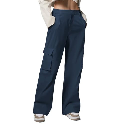 JEKAOYI Cargo Pants for Women Baggy Lightweight High Waisted Hiking Pants for Travel Casual Navy | Amazon (US)