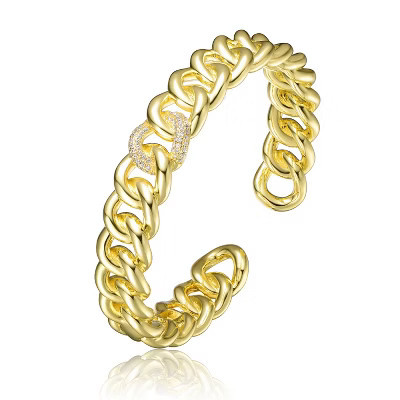 Guili 14K Gold Plated Chain Cuff Bracelet for Women - Stylish, Minimalist Jewelry Accessory Perfect for Everyday Wear, Casual or Special Occasions | Target