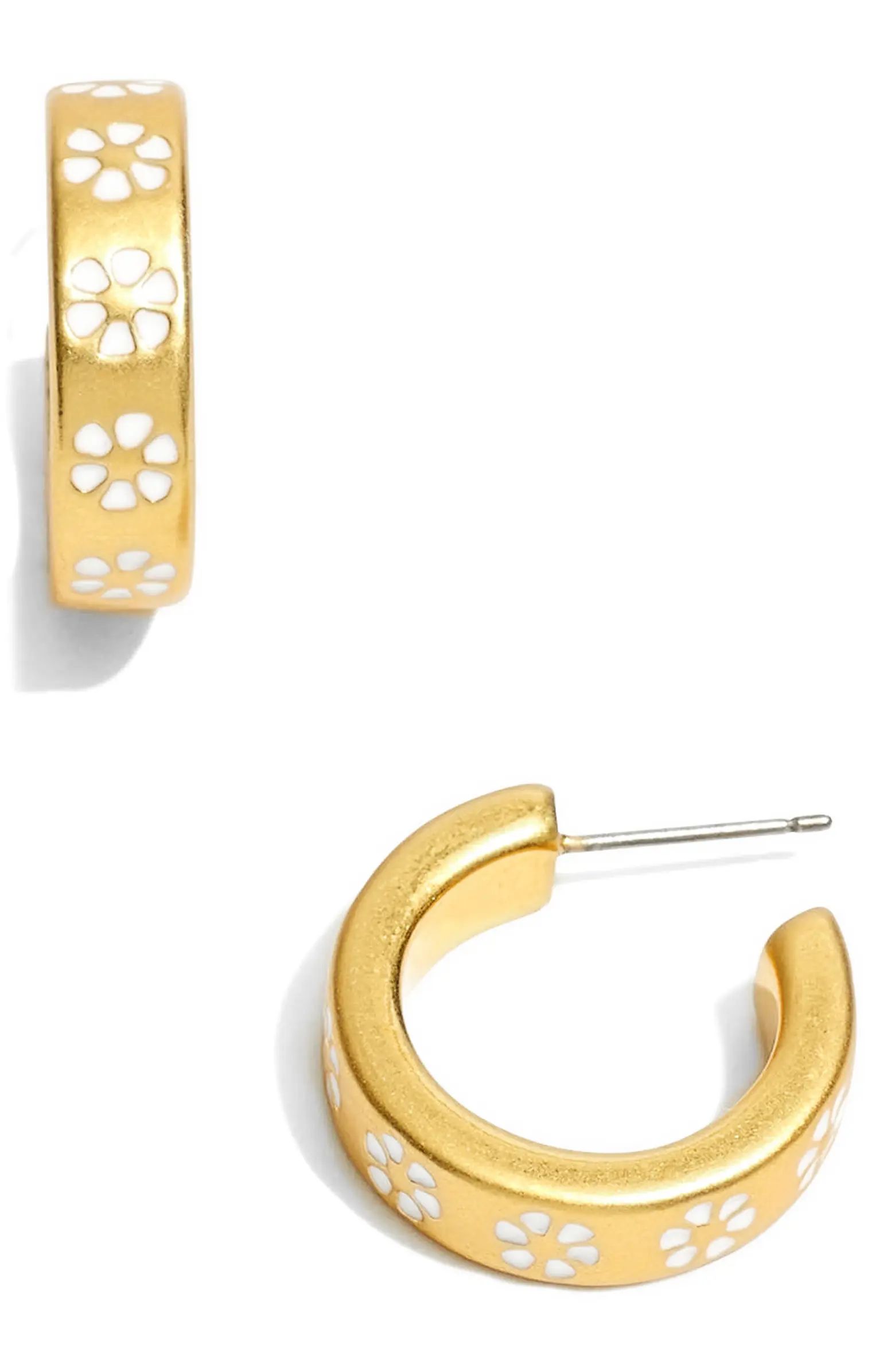 Retro Daisy Enamel Small Hoop Earrings | Nordstrom Rack
