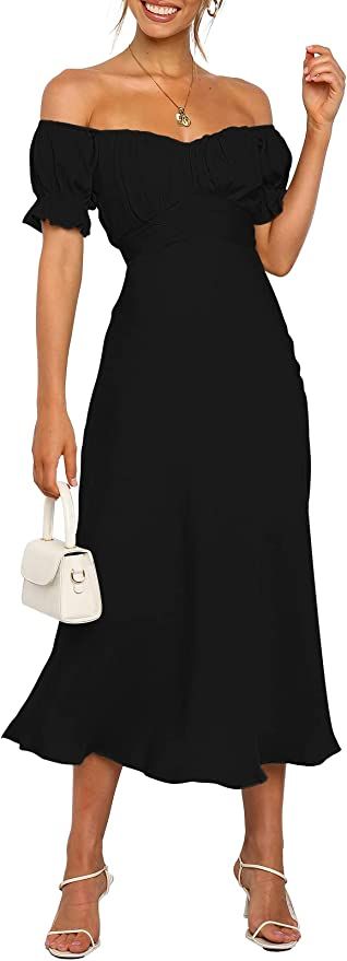 Linsery Women's Off Shoulder Long Dress Cocktail Party Wedding Formal Flowy Midi Dresses | Amazon (US)