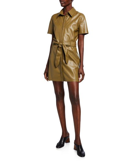 Nanushka Roberta Faux-Leather Belted Mini Dress | Bergdorf Goodman