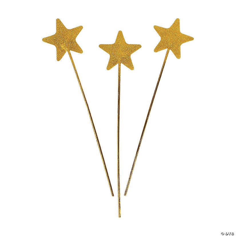 Gold Glittery Star Wands- 12 Pc. | Oriental Trading Company