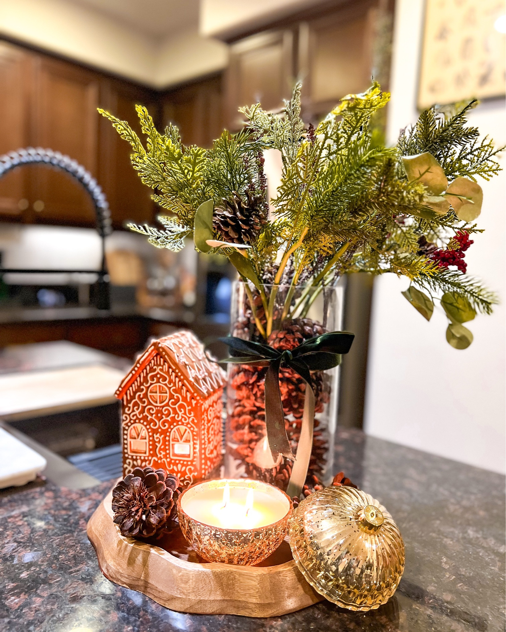 Hola bebes! Christmas countertop Ideas 

Add some scented pine cones to your arrangement for a cozy elevated look 



#LTKHoliday #LTKFindsUnder50