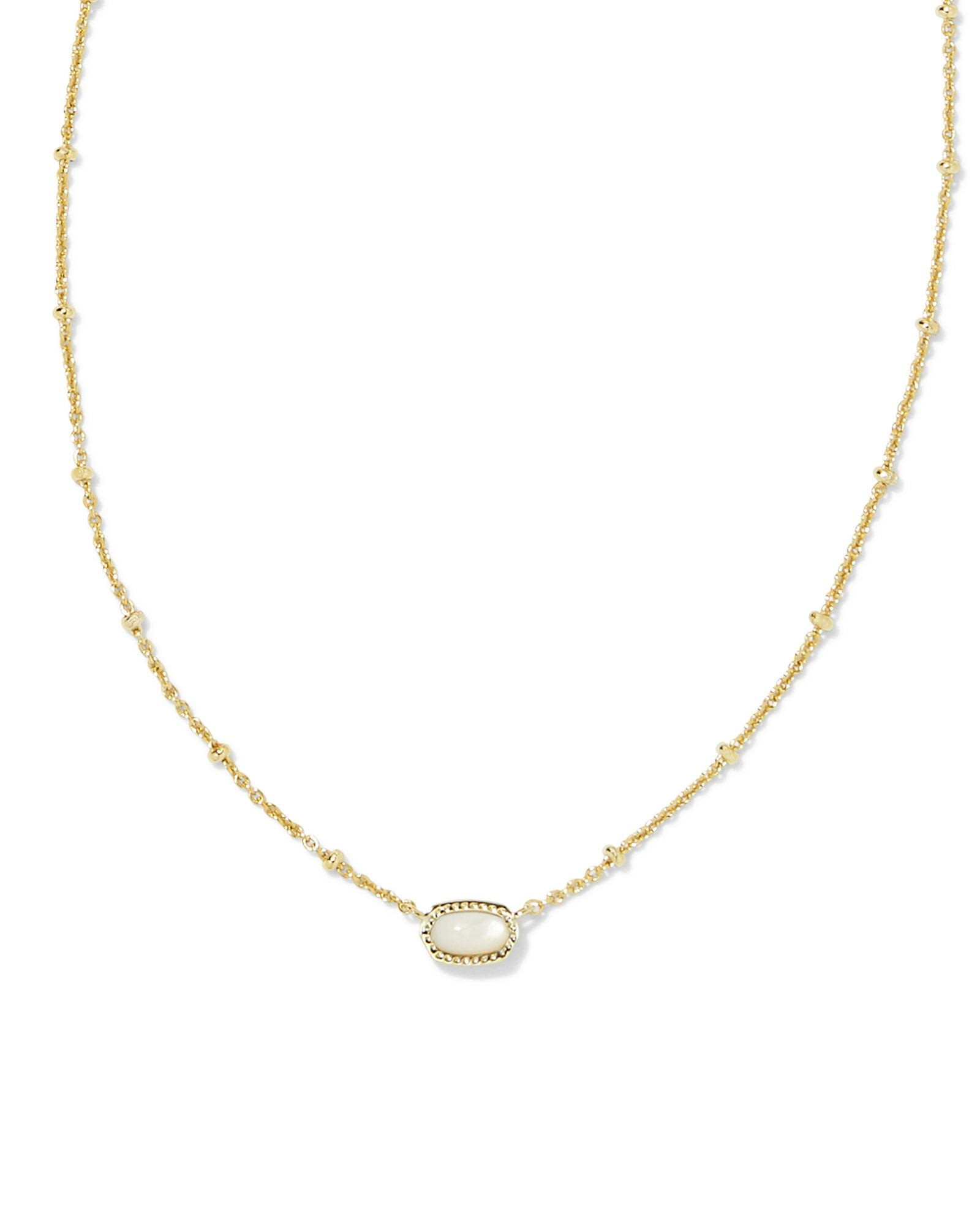 Kendra Scott Mini Elisa Gold Satellite Short Pendant Necklace in Ivory Mother-of-Pearl | Mother Of Pearl | Kendra Scott