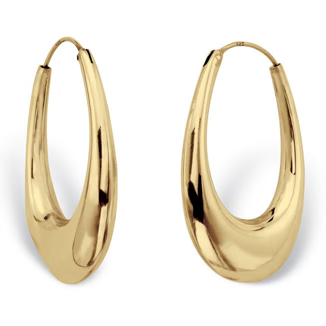 Polished Oval Puffed Hoop Earrings 18K Gold Plated .925 Sterling Silver | Avenue
