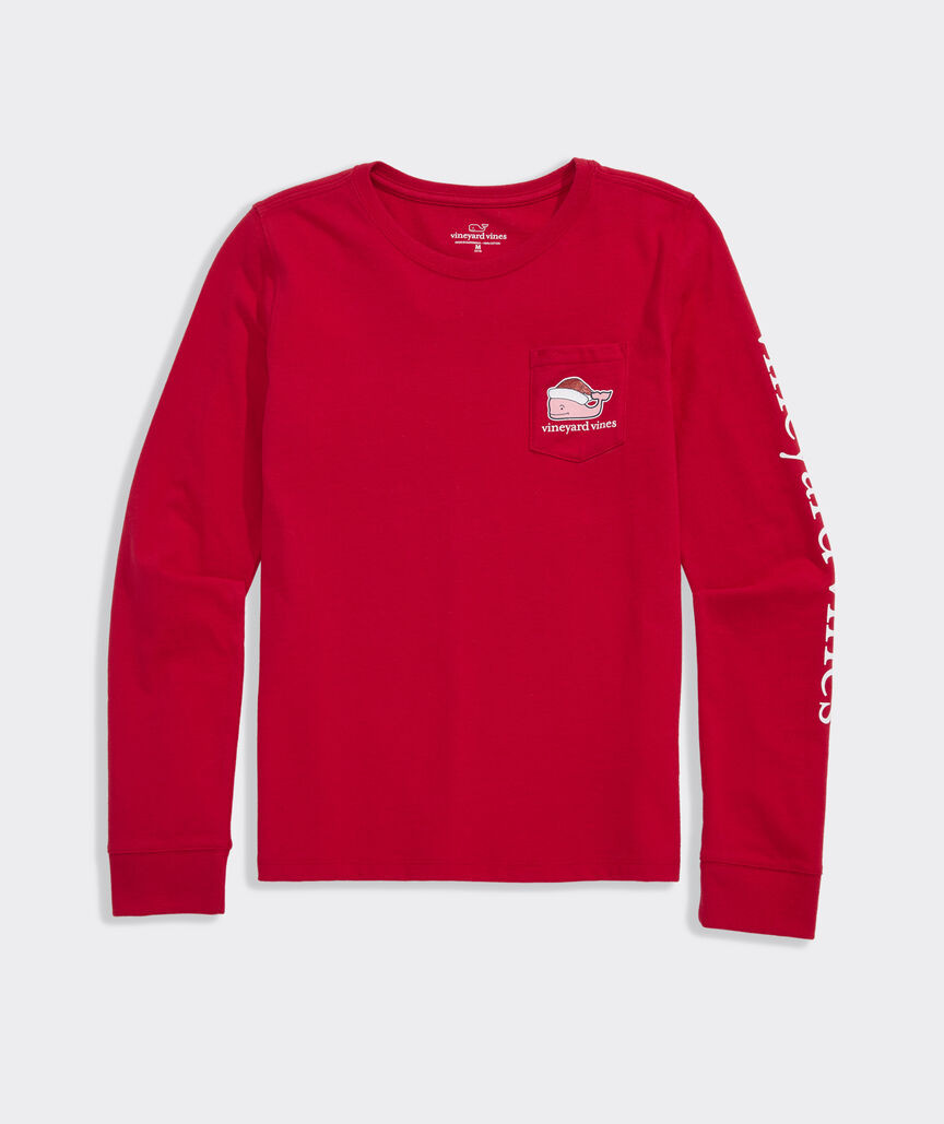 Girls' Glitter Santa Whale Long-Sleeve Pocket Tee | vineyard vines