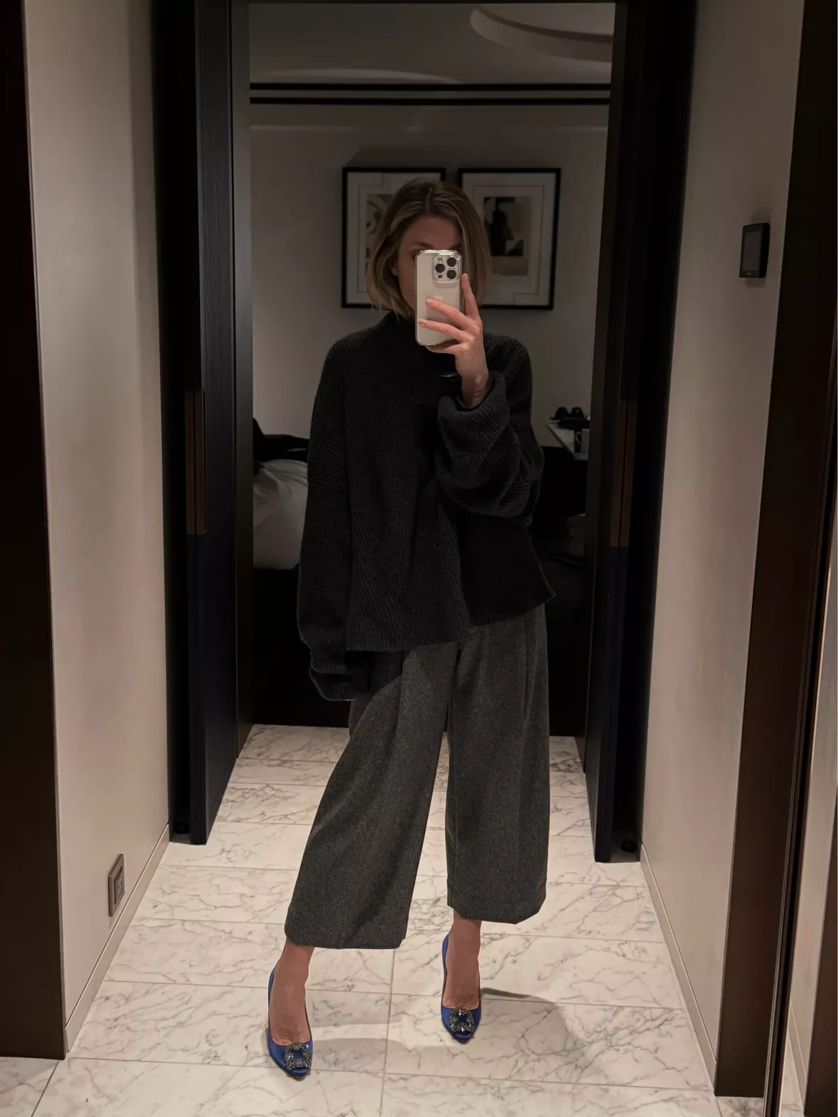 Tailored Culotte Pants Grey