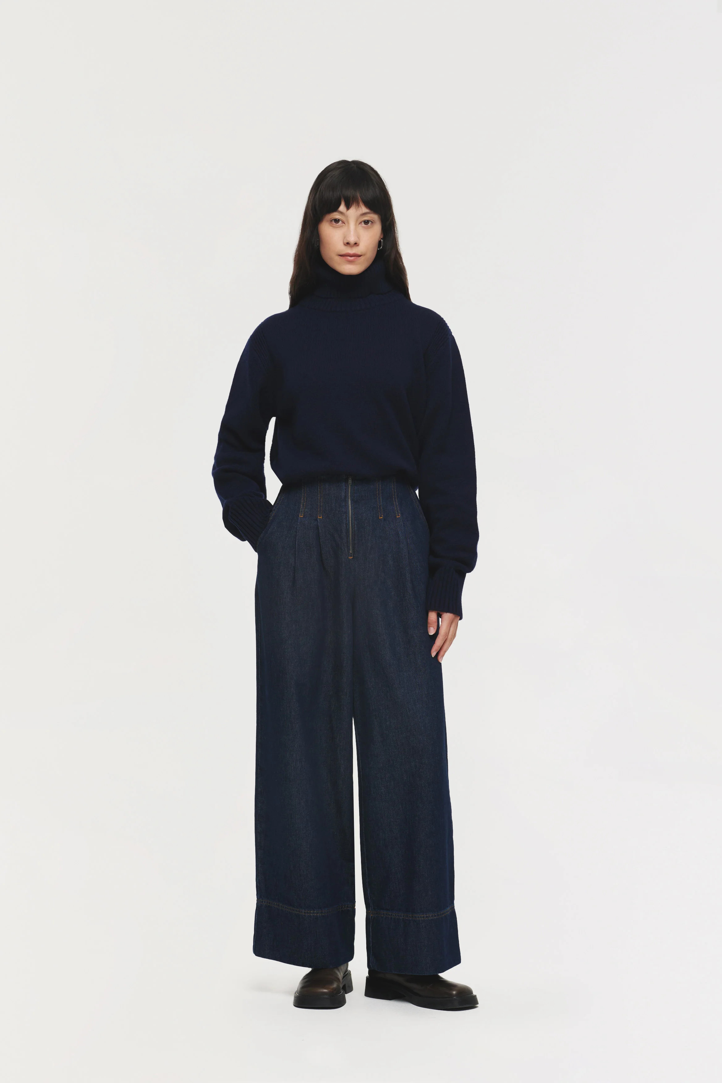 Fiore | Box pleated Jean in Indigo | ALIGNE | Aligne UK