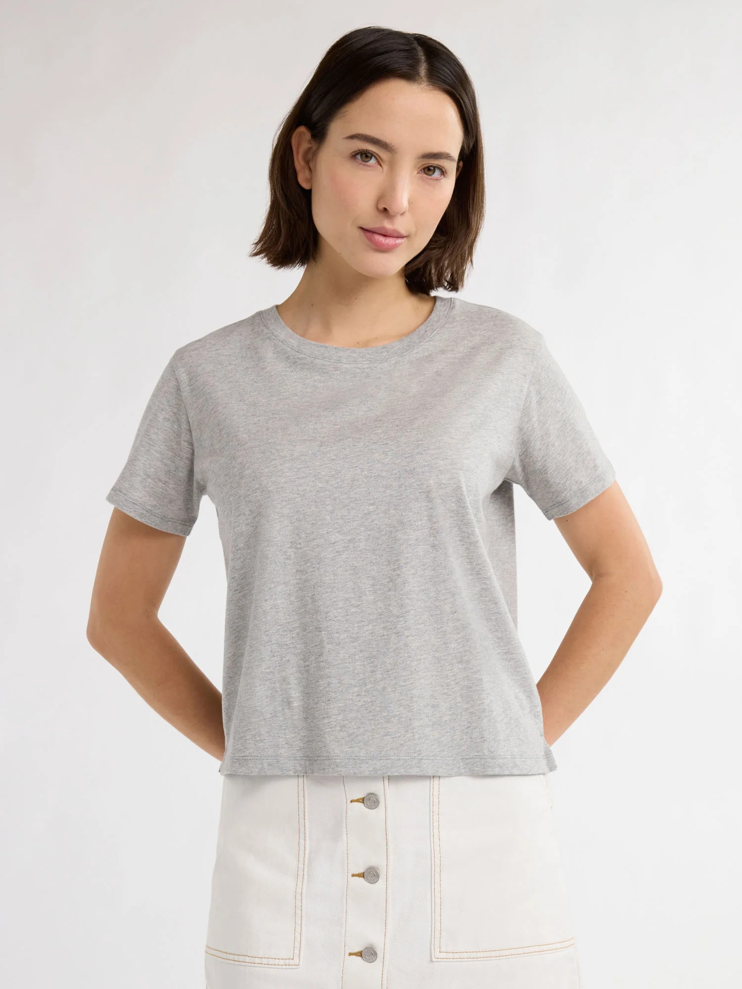 Free Assembly Women's and Women's Plus Cotton Cropped Boxy Tee with Short Sleeves, Sizes XS-4X | Walmart (US)