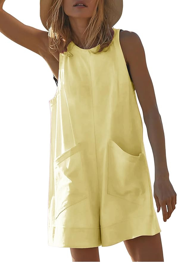 Womens Casual Rompers Overalls Shorts Summer Sleeveless jumpsuits for women casual shorts with Po... | Amazon (US)