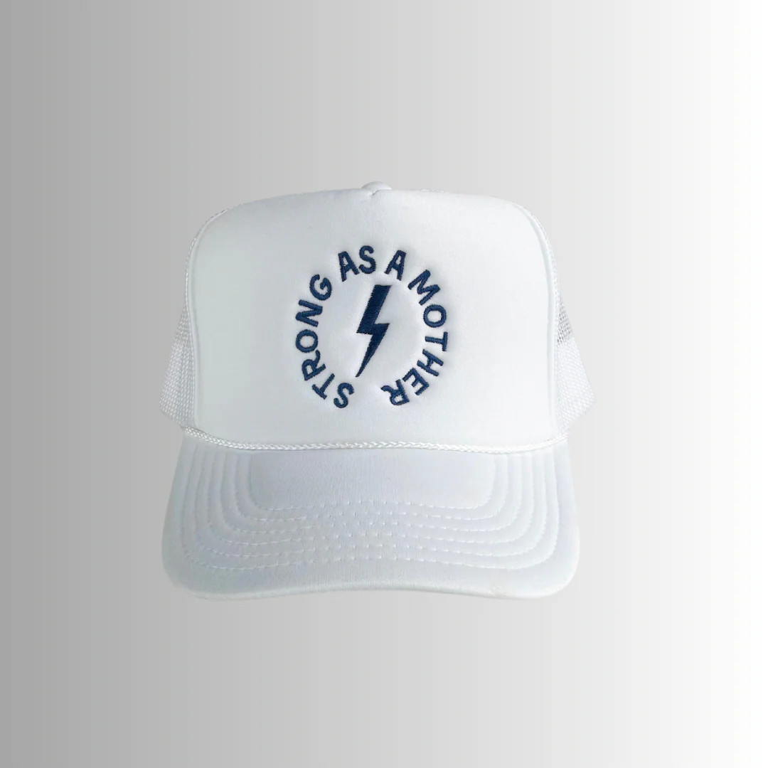 Strong as a mother® Embroidered Trucker Hat - White | Mother Hats