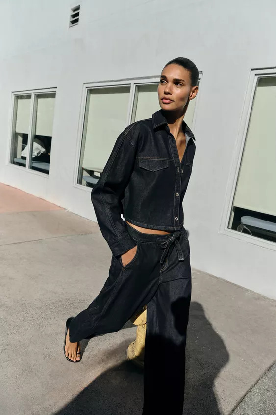 Z1975 HIGH-WAIST JOGGER WIDE-LEG JEANS SET | Zara UK