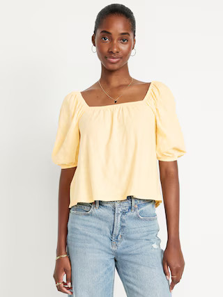 Square-Neck Puff-Sleeve Top | Old Navy (US)