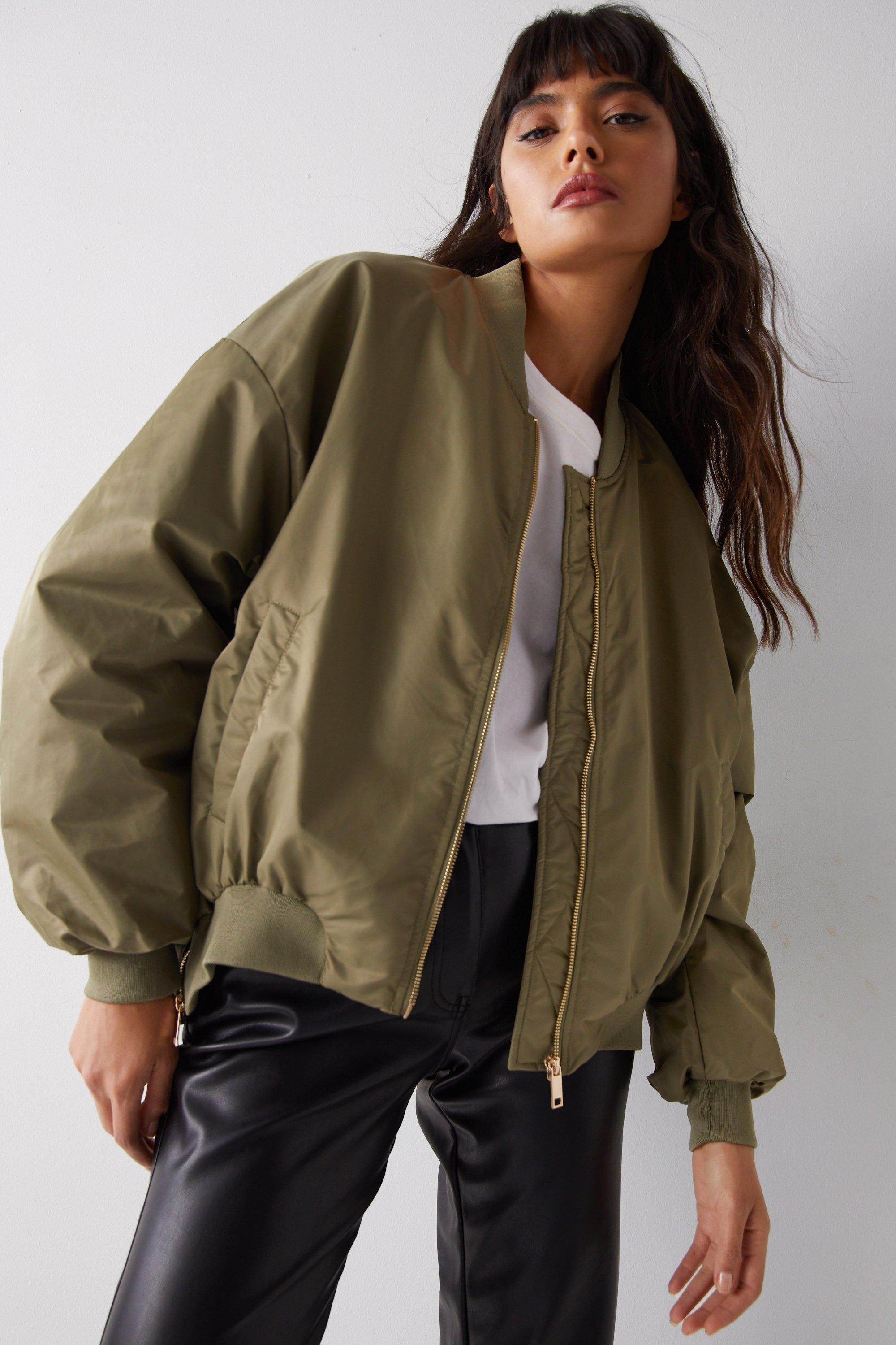 Jackets & Coats | Oversized Bomber Jacket | Warehouse | Warehouse UK & IE