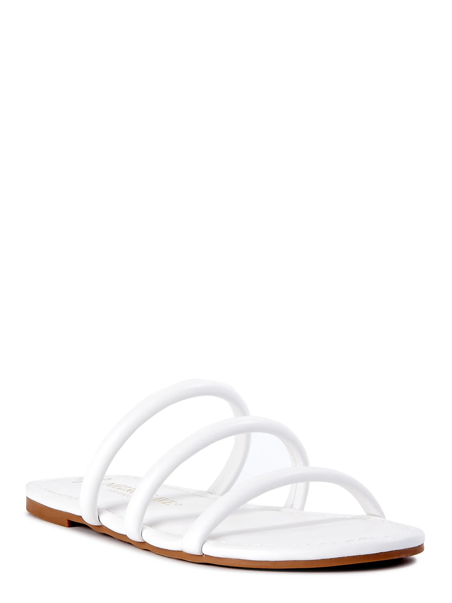 Melrose Ave Women's Faux Leather Three Strap Sandals | Walmart (US)