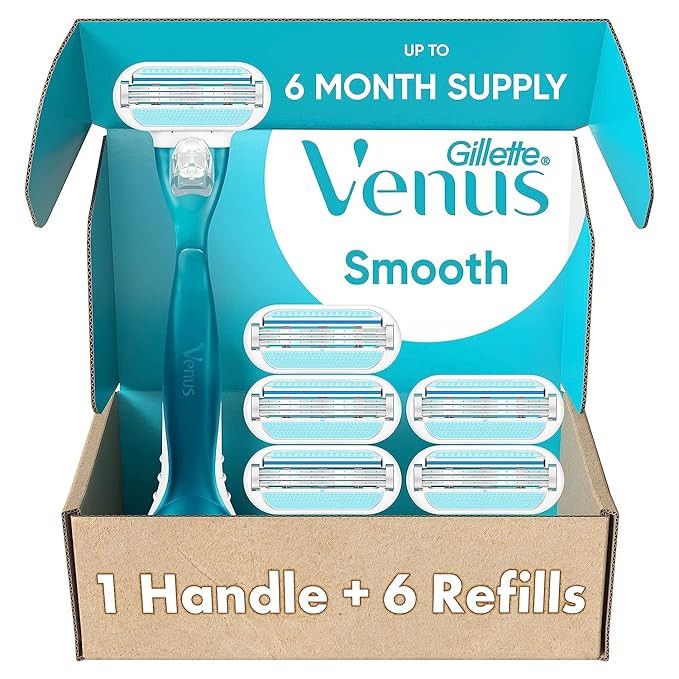 Gillette Venus Smooth Razors for Women, Includes 1 Handle, 6 Razor Blade Refills | Amazon (US)