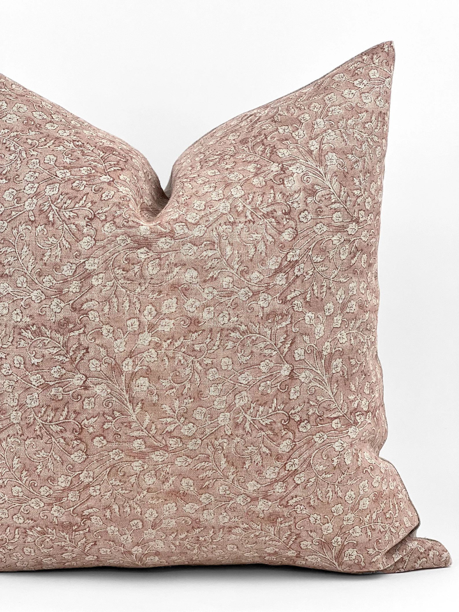 ROSEMARY Designer Blush Floral Linen Pillow Cover Block - Etsy | Etsy (US)