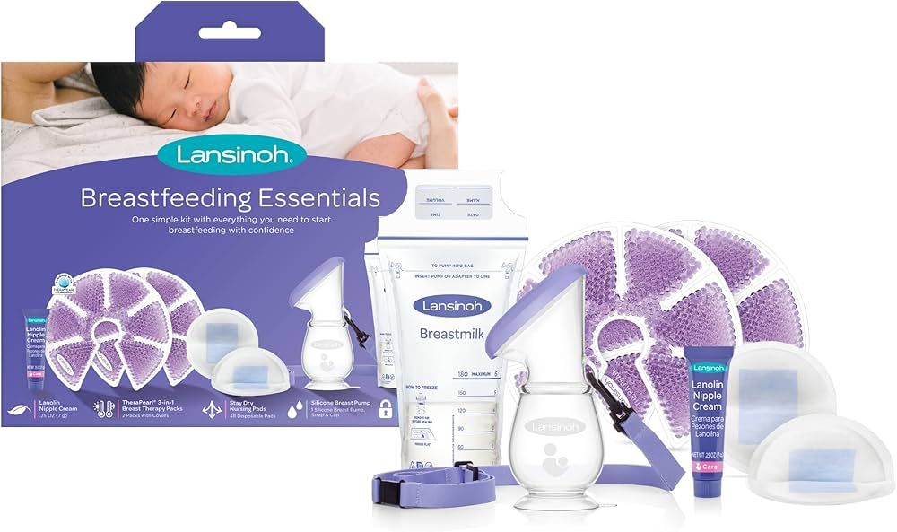 Lansinoh Breastfeeding Essentials for Nursing Moms: Nipple Cream, 48 Nursing Pads, 25 Breastmilk ... | Amazon (US)