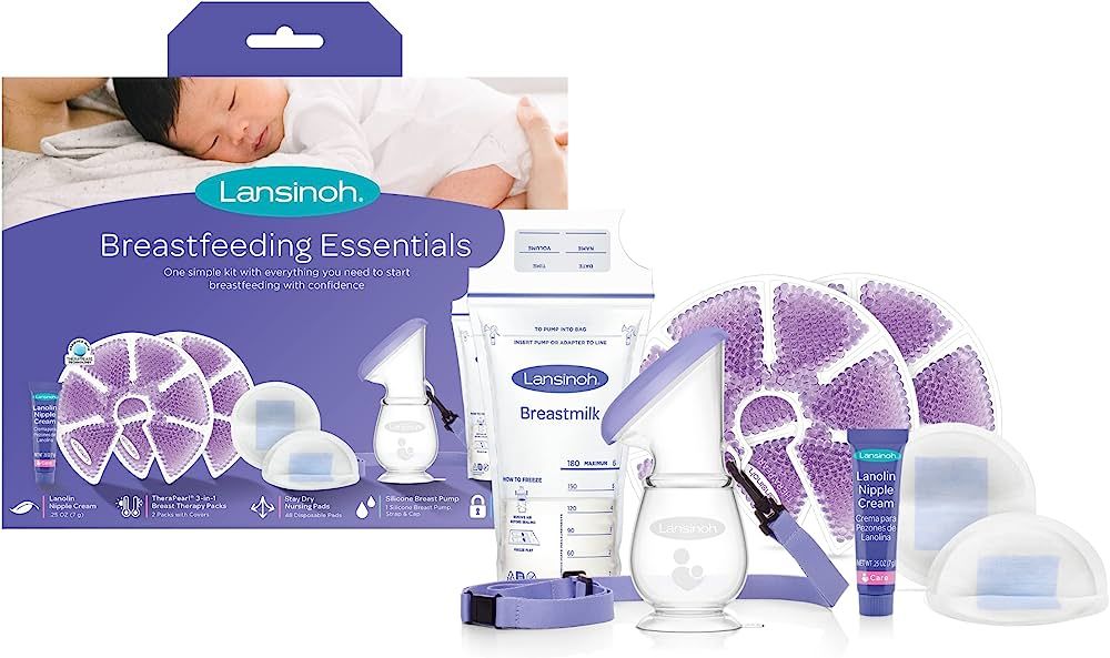 Lansinoh Breastfeeding Essentials for Nursing Moms: Nipple Cream, 48 Nursing Pads, 25 Breastmilk ... | Amazon (US)