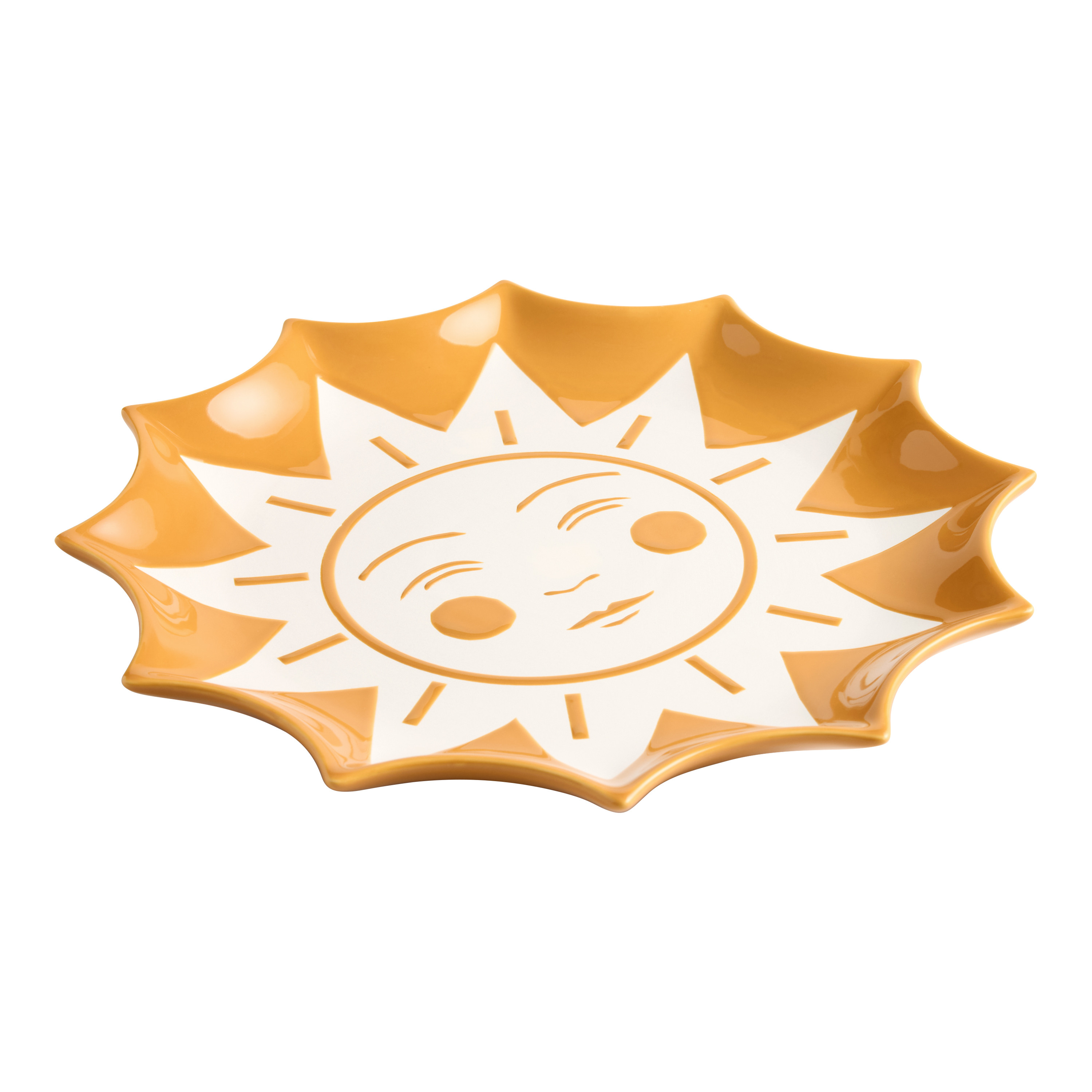 Ochre Wax Resist Sun Figural Serving Platter | World Market