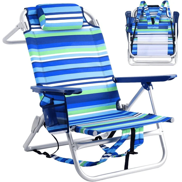 BOSSIN Backpack Beach Chairs for Adults,Portable Folding Camping Chair with Cup Holder & Towel Ra... | Walmart (US)