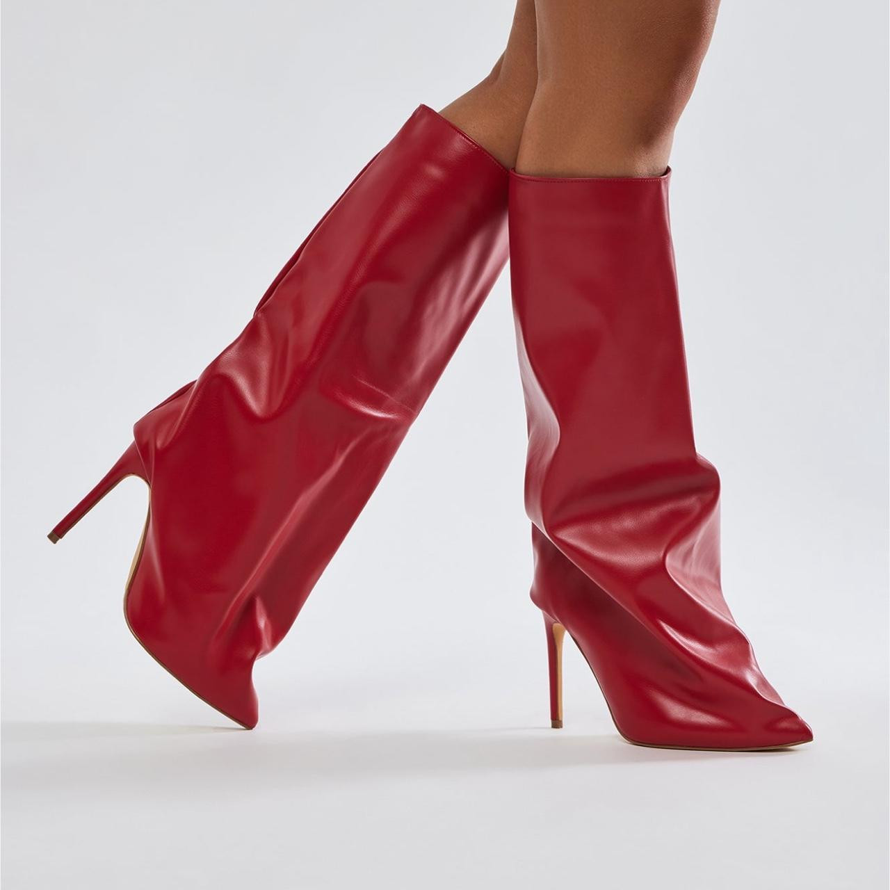 Fashion Nova Women's Knee high Boots - Red - US 6 | Depop US