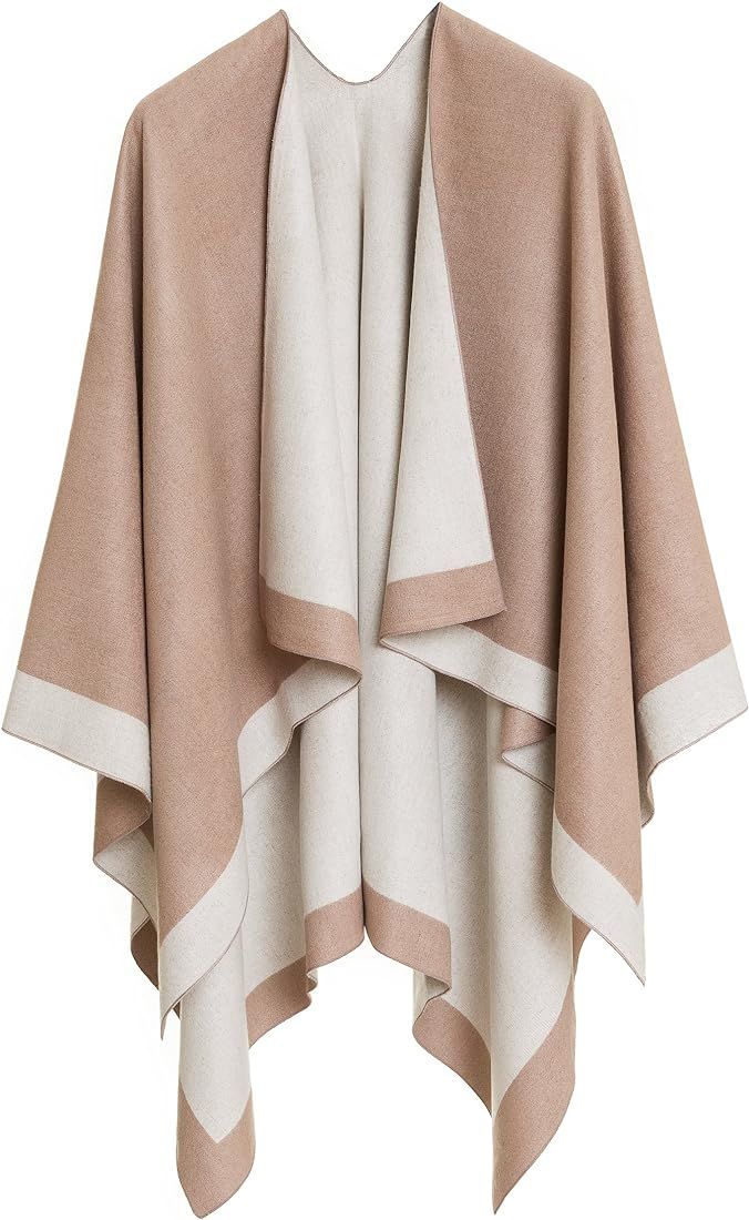 Women's Shawl Wrap Poncho Ruana Cape Cardigan Sweater Open Front for Spring Fall Winter | Amazon (US)