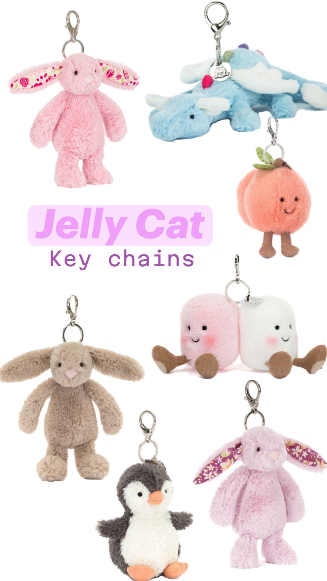 Super cute Jellycat keychains that are perfect for adding to your collection or starting one 🤍 They’re the cutest little accessory for your keys, tote, or backpack and make the sweetest small gift too. Linking some of my favorite ones that would be perfect for birthdays, Easter baskets, graduation gifts, or just a fun little surprise!

#LTKSpringSale #LTKKids #LTKTravel
