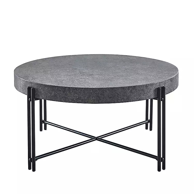 Faux Concrete and Metal Base Coffee Table | Kirkland's Home