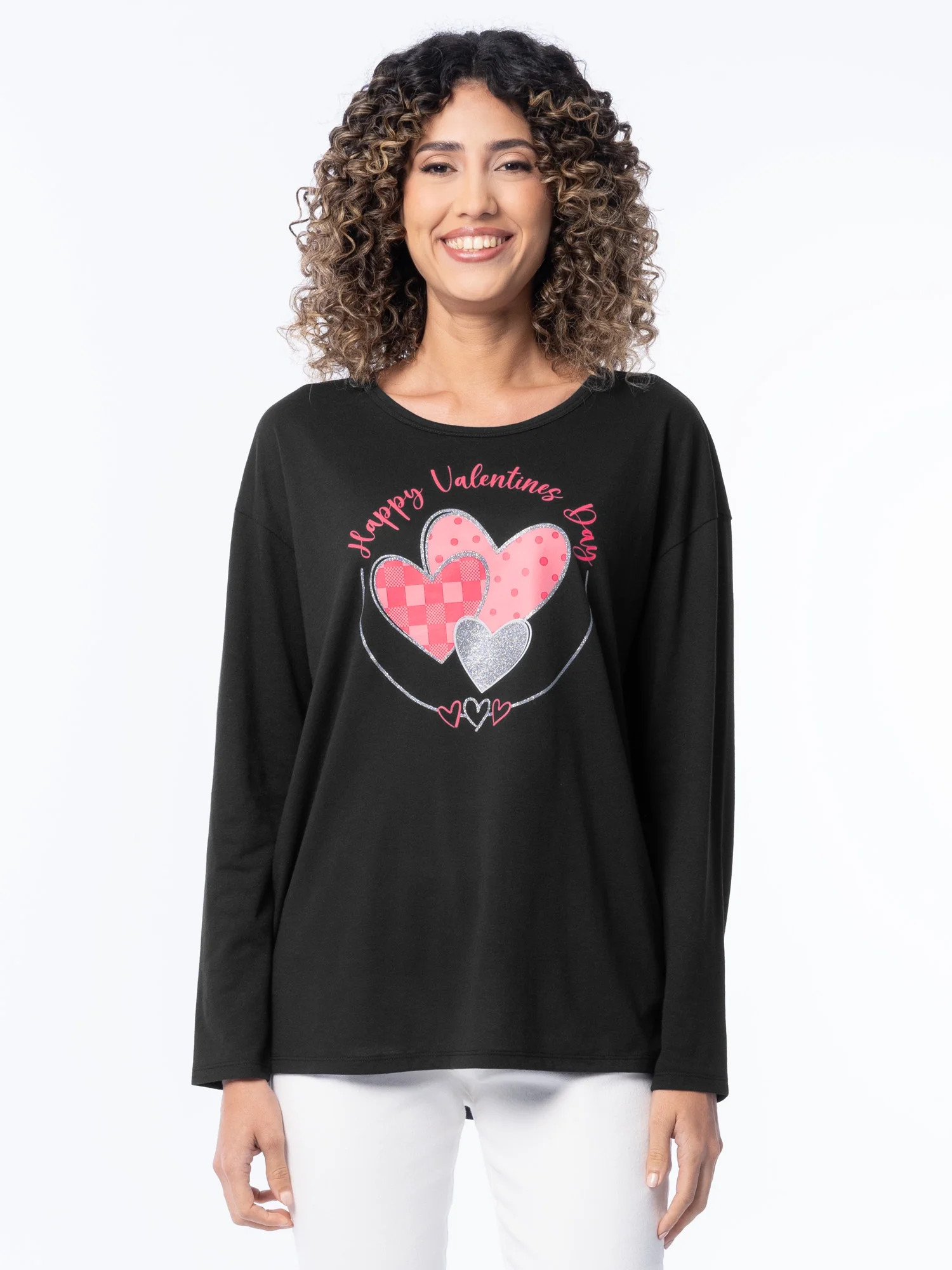 Valentine's Day Women’s Graphic Tee with Long Sleeves from Way To Celebrate, Sizes S to XXXL | Walmart (US)