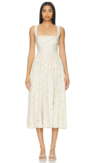 Miley Midi Dress in Soft Yellow Floral | Revolve Clothing (Global)