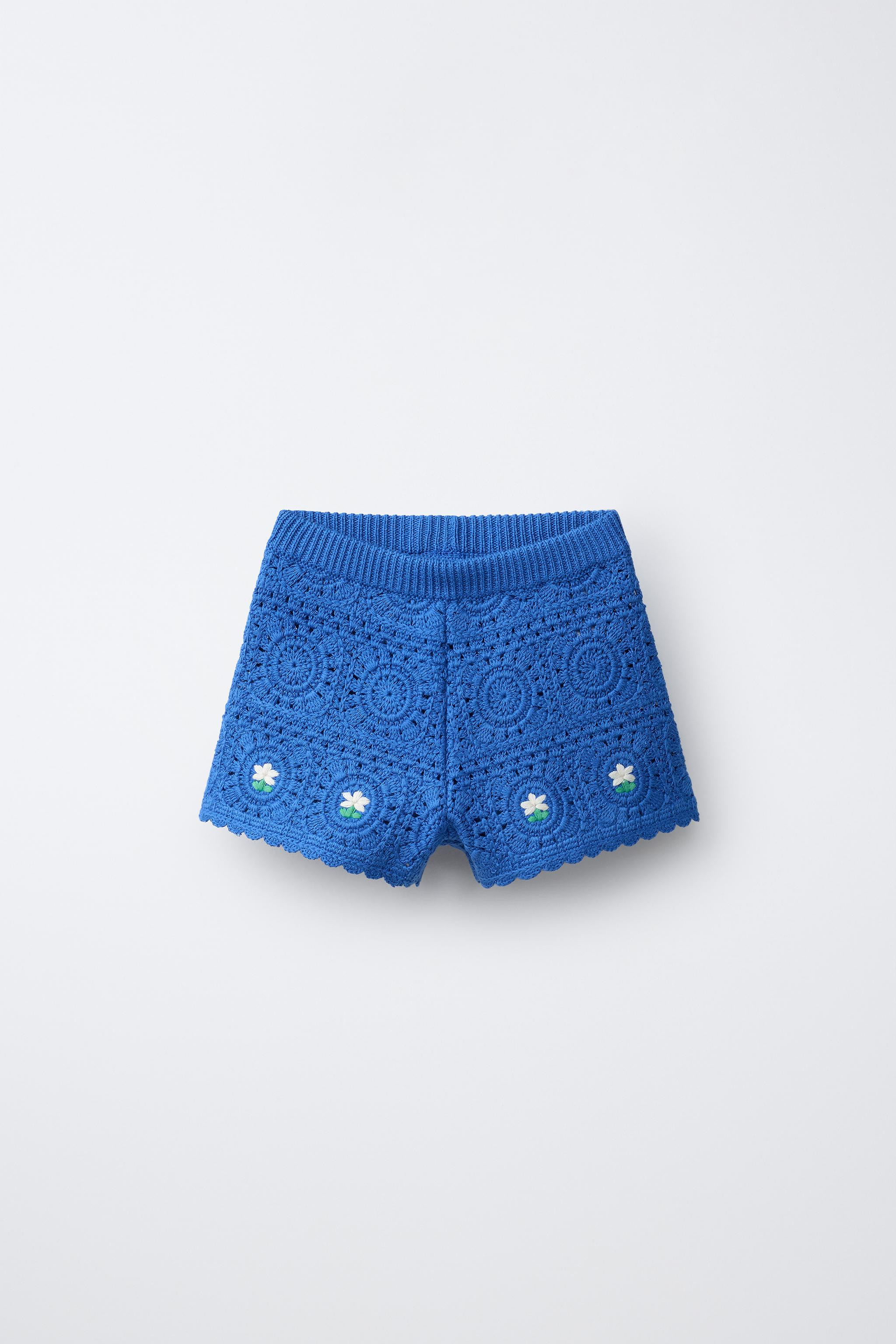 KNIT BERMUDA SHORTS WITH CROCHET EMBROIDERY | Zara UK
