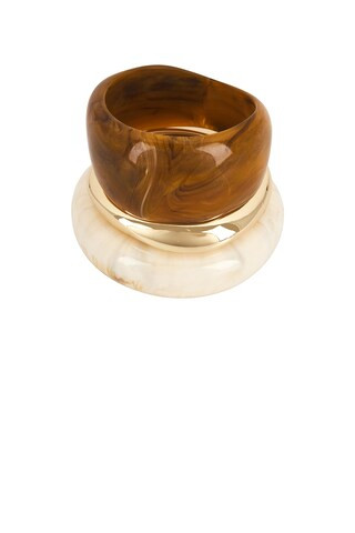 Epifene Bangles Set Of 3 in Cream, Cayenne Acrylic & Gold from Revolve.com | Revolve Clothing (Global)