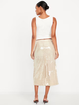 High-Waisted Sequin Midi Pencil Skirt | Old Navy (US)