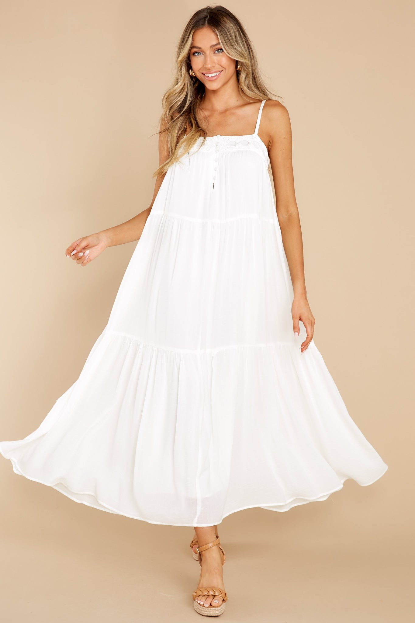 Top Tier White Maxi Dress | Red Dress 