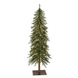 Puleo International 4 ft. Green Pre-Lit Alpine Artificial Christmas Tree with 100-Lights AEG-40C1... | The Home Depot