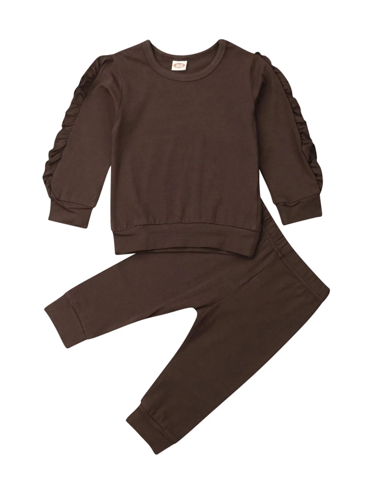 Baby Girls Autumn Clothes, Toddler Girl Long Sleeve Ruffle Tops Sweatsuit Pants 2Pcs Outfits Set | Walmart (US)