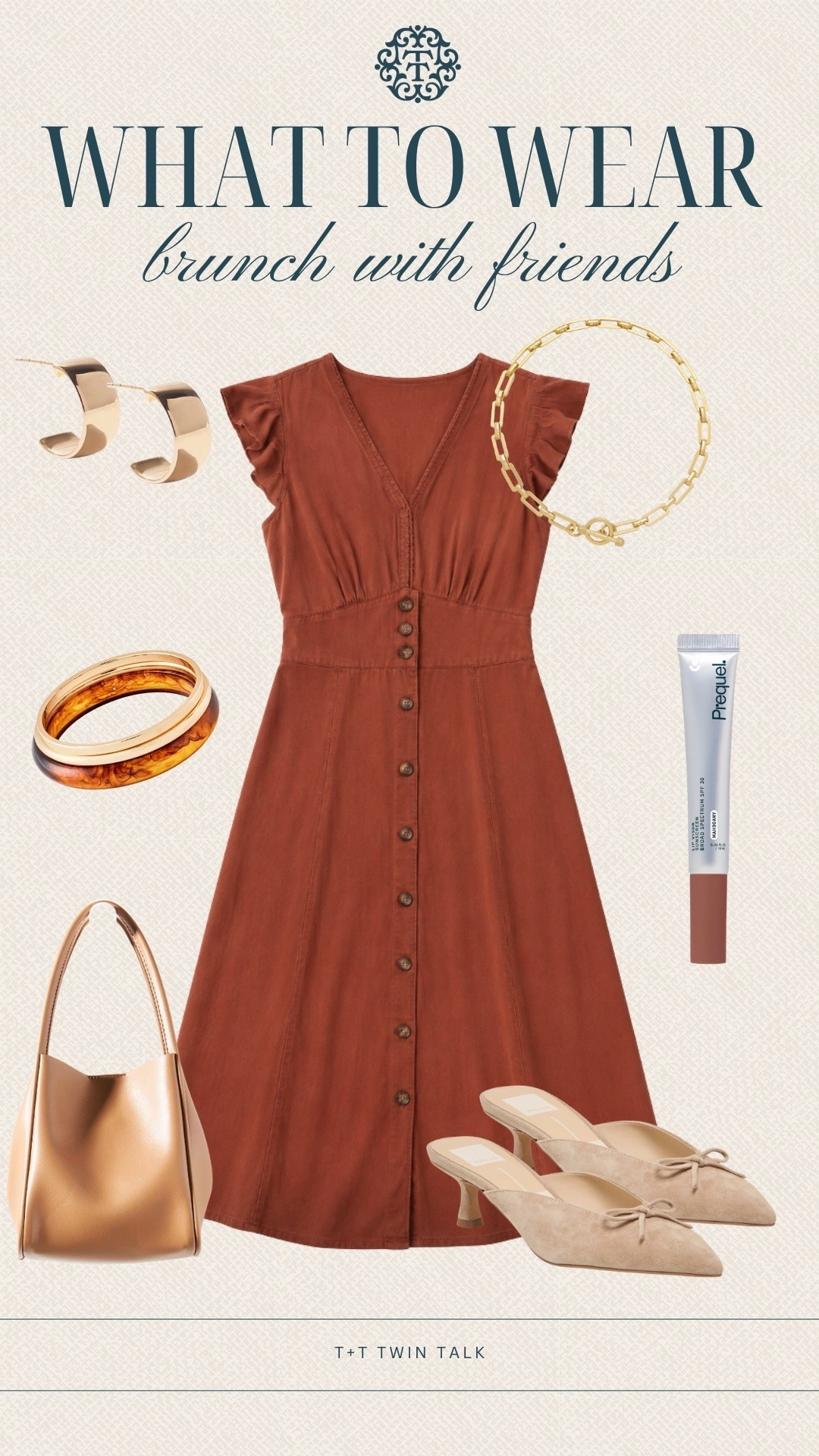 What to wear from T+T! We’re loving this brown Quince dress paired with gold jewelry, neutral bow heels, and a simple handbag for brunch with friends. This is the perfect mix of comfortable and cute for a casual weekend outing.

#LTKSeasonal #LTKOver40 #LTKMidsize